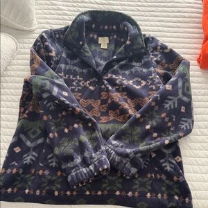 Men's Patterned Fleece Sweater - Blue and Green